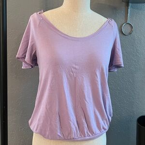 Elle lavender flutter sleeve cotton top XS worn once